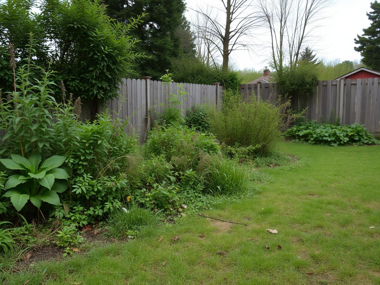 Verwilderter Garten vor der Neugestaltung